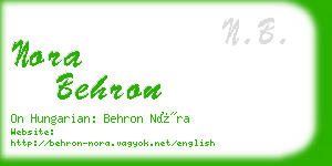 nora behron business card